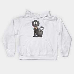 Cartoon style Illustration of a funny black dog. Kids Hoodie